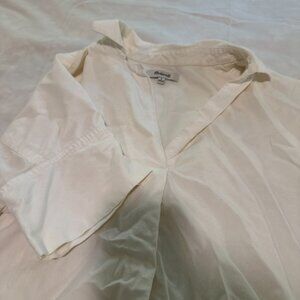 Madewell White Collared TShirt Blouse Sz M